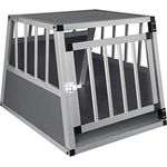 EUGAD Hundetransportbox Alu Hundebox Reisebox Autobox für kleine/mittlere Hunde Französische Bulldogge Beagle Terriers Dackel Shiba Inu B69 x H50 x T54 cm L 0006LL