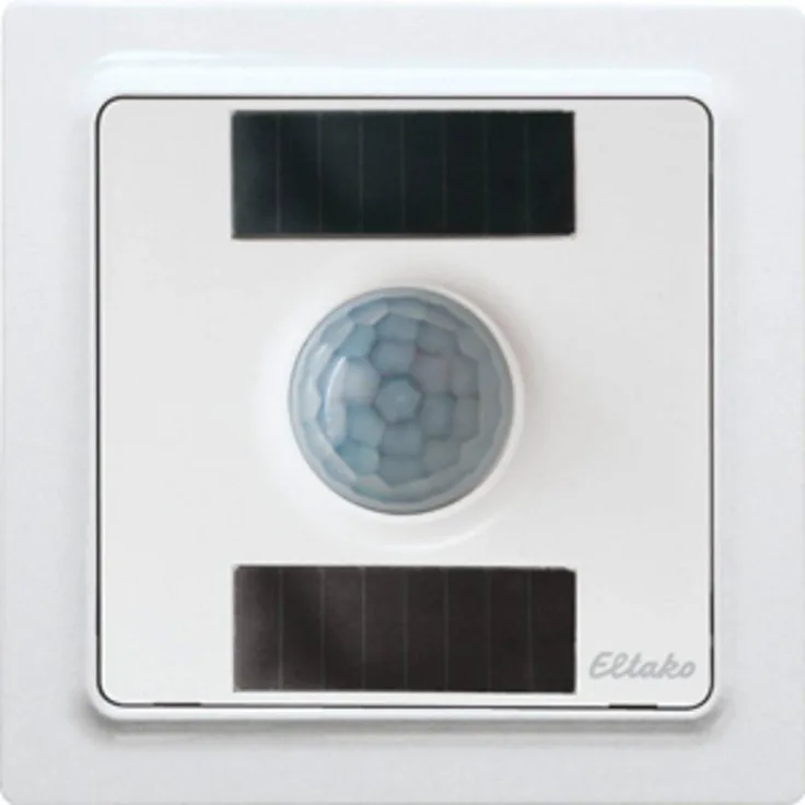 Eltako Bewegungsmelder Funk-Bewegungs-Helligkeitssensor, reinweiß glänzend, Smart Home Sensor mit Solarzellen und Batterie (Lebensdauer 4-5 Jahre)