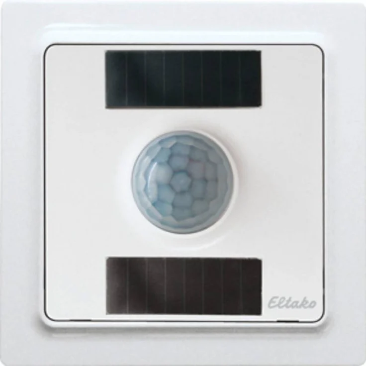 Eltako Bewegungsmelder Funk-Bewegungs-Helligkeitssensor, reinweiß glänzend, Smart Home Sensor mit Solarzellen und Batterie (Lebensdauer 4-5 Jahre)