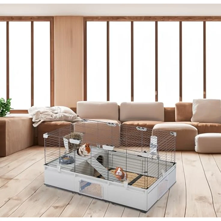 Ferplast Kaninchenkäfig, Hasenkäfig, Meerschweinchenkäfig, MODULAR 2, erweiterbar, 109 x 72 x h 56 cm, grün – Bild 2