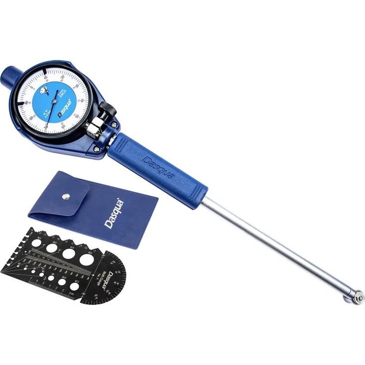 Dasqua 5511-1130 + 8511-0060 Messuhr mit keramischen Kontaktpunkten, Ablesung 0.01mm, Schrauben- und Gewindeschablone, Längenmessung und Drahtmessfunktion
