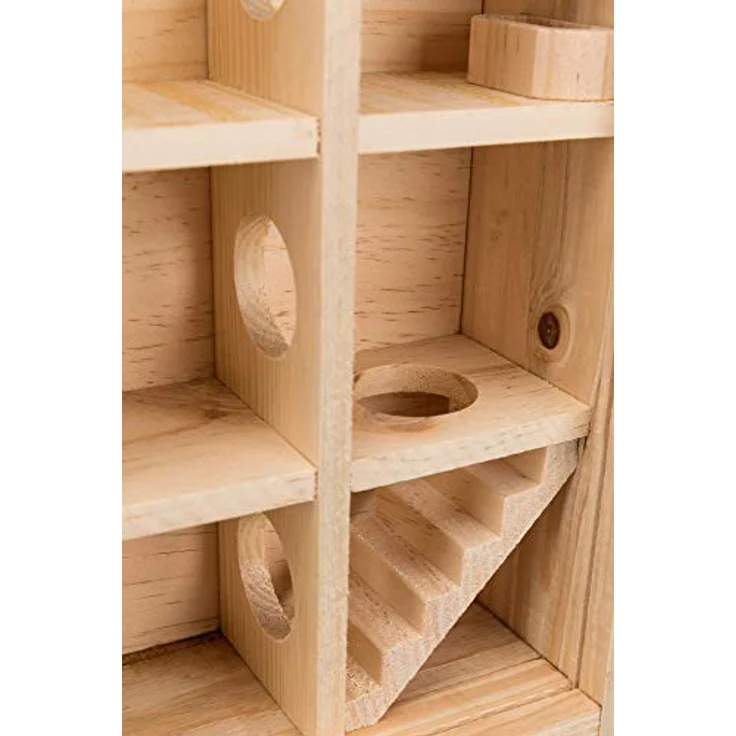 TRIXIE Natural Living Spielturm für Mäuse und Zwerghamster, mit 9 Kammern, Rindenholz, 30 x 30 x 10 cm – Bild 3