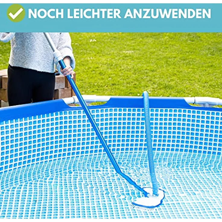 Amapool Pool-Bodensauger Deluxe mit acht unteren und zusätzlich Vier seitlichen Borsten I extra schwere Ausführung I Poolbürste mit Clip-On-Anschluss I Anschluss für Poolschlauch Ø 32/38 mm – Bild 5
