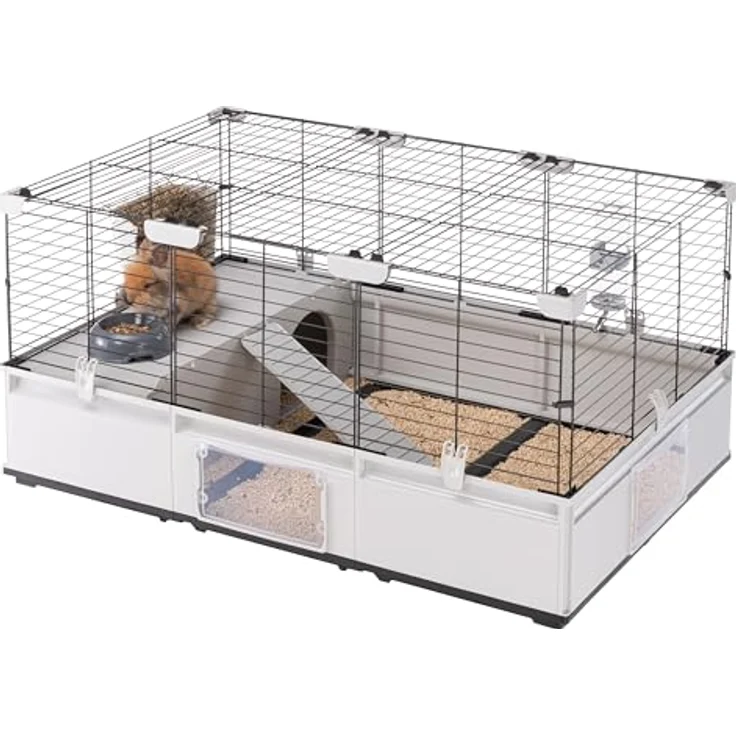 Ferplast Kaninchenkäfig, Hasenkäfig, Meerschweinchenkäfig, MODULAR 2, erweiterbar, 109 x 72 x h 56 cm, grün – Bild 1