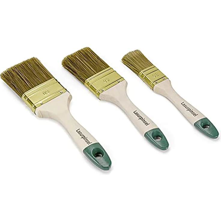 PLID® Pinsel für Holzlasur - Pinsel-Set für Holzwurmtod - Malerpinsel universell einsetzbar - Flachpinsel für Holschutzmittel - Borstenpinsel für Innen & Aussen