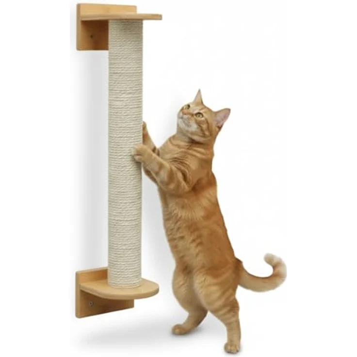 EYEPOWER 66 cm Kratzbaum Wandmontage für Katzen, Sisal Kratzstamm mit Bambus Wandbefestigung, flexibel montierbar, ideal für moderne Wohnungen – Bild 1