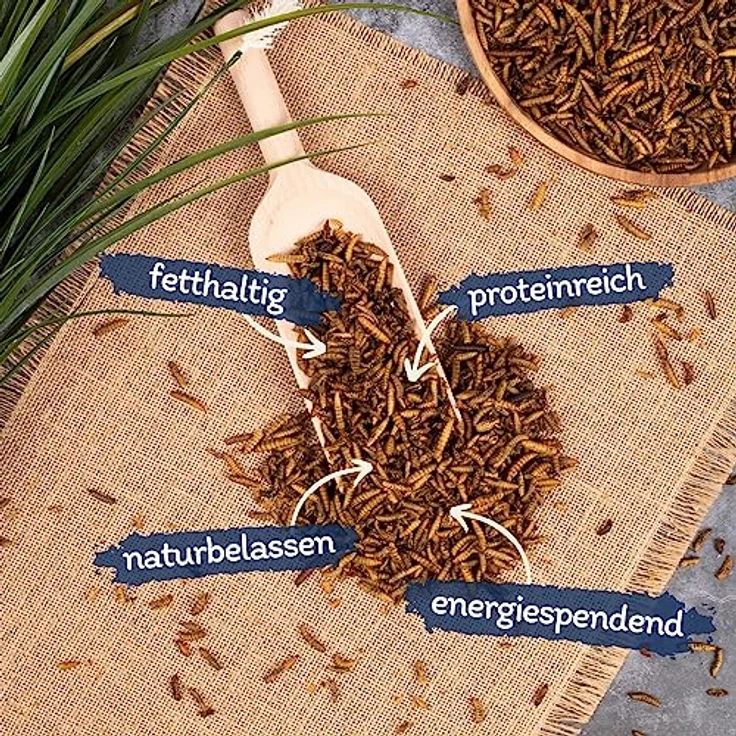 Lyra Pet® Soldatenfliegenlarven getrocknet, 15 kg, reich an Kalzium & Proteinen, energiereiches Futter für Vögel, Fische, Nager & Reptilien – Bild 2