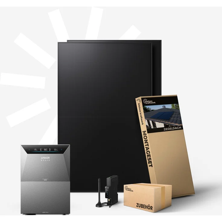 Kleines Kraftwerk Duo (BC) 960W Balkonkraftwerk mit bifazialen Solarmodulen, Anker Solarbank 4 Pro 5.024 Wh, erweiterbar auf 30,1 kWh