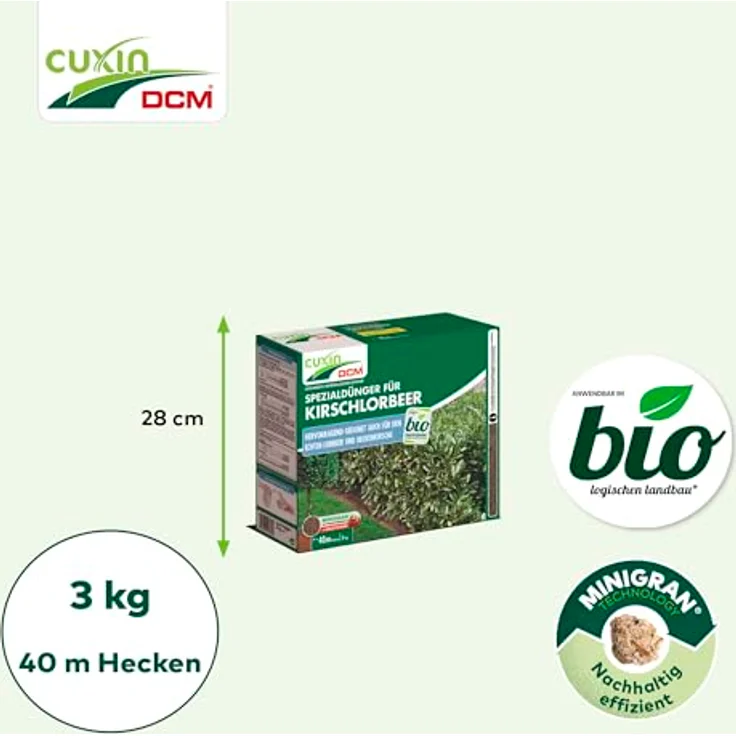 Cuxin DCM Spezialdünger Kirschlorbeer Dünger Heckenkirsche 3,0 kg – Bild 6