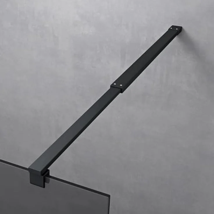 doporro Luxus Duschwand Bremen, Duschabtrennung 100x200cm Schwarz, Walk-In Dusche aus 10mm ESG-Sicherheitsglas, vollgrau mit Nanobeschichtung – Bild 3