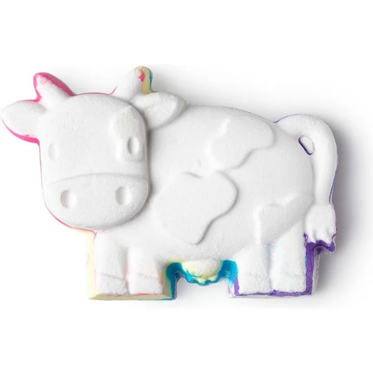 Vegane Badebombe Toby’s Magic Cow – mit Kokosmilch, Orangenöl & Knistereffekt, bunt, pflegend & verspielt