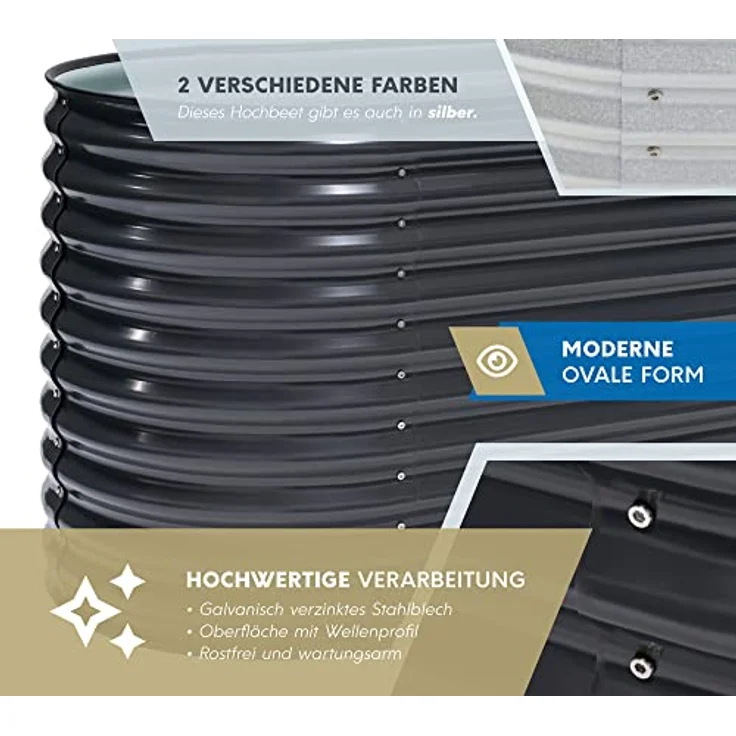 Westmann Metall Hochbeet Grow Faster anthrazit 160 x 80 x 82 cm – Bild 3