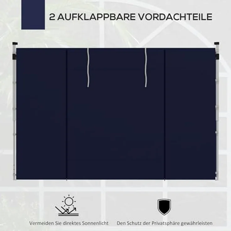 Outsunny Pavillonseitenteil, 2er Set Seitenwände mit Fenster und Tür, 295x195 cm, passend für 3x3m und 3x6m Pavillons, Oxford, Blau – Bild 3