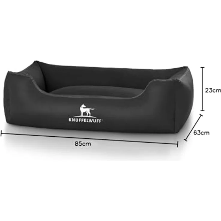Knuffelwuff Leder Hundebett Sidney Schwarz M-L – Bild 5