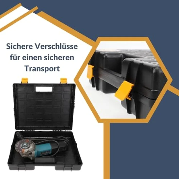 GarPet Werkzeugkoffer Maschinenkoffer leer Kunststoff Werkzeug Koffer Elektrowerkzeuge Box, Stoßfest, Umweltfreundlich, Clip-Verbindungs- und Öffnungssystem, Schwarz – Bild 3