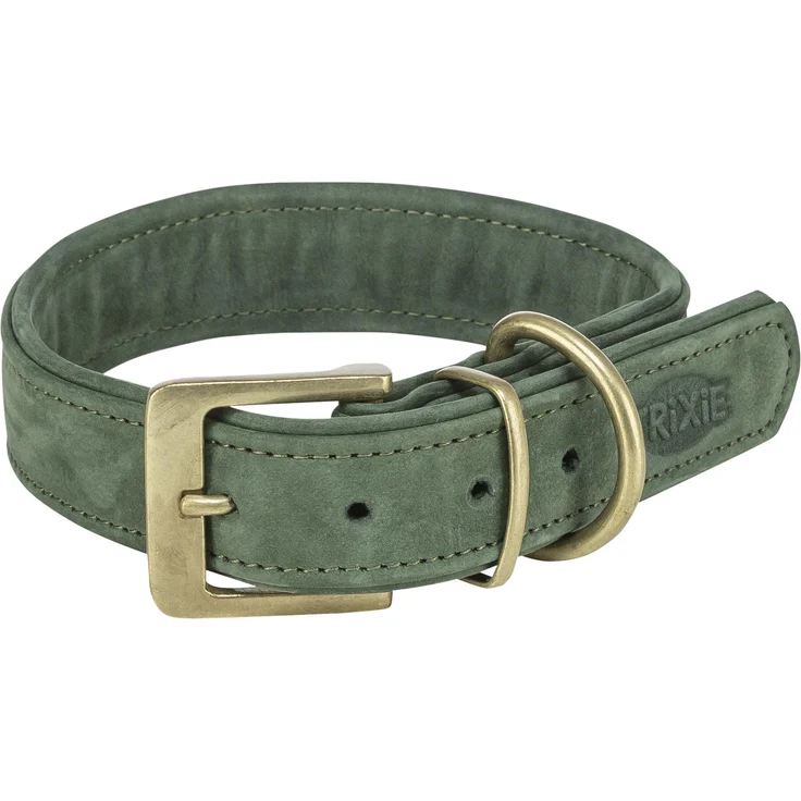 Trixie Pure Collar, Leder Hundemantel für Halsumfang 47–54 cm, 40 mm, Farbe Salbei