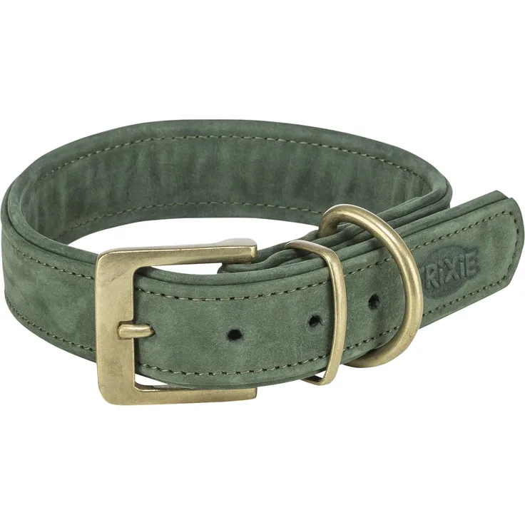 Trixie Pure Collar, Leder Hundemantel für Halsumfang 47–54 cm, 40 mm, Farbe Salbei