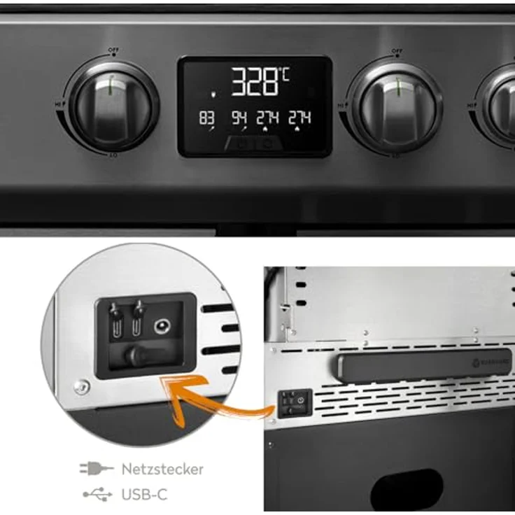 BURNHARD Grant Base Gasgrill, 4-Brenner Modulargrill mit Gusseisen-Rosten, Infrarot Heckbrenner, Edelstahl & Alu-Druckguss, 17,7 kW, erweiterbar, LED-Display – Bild 5