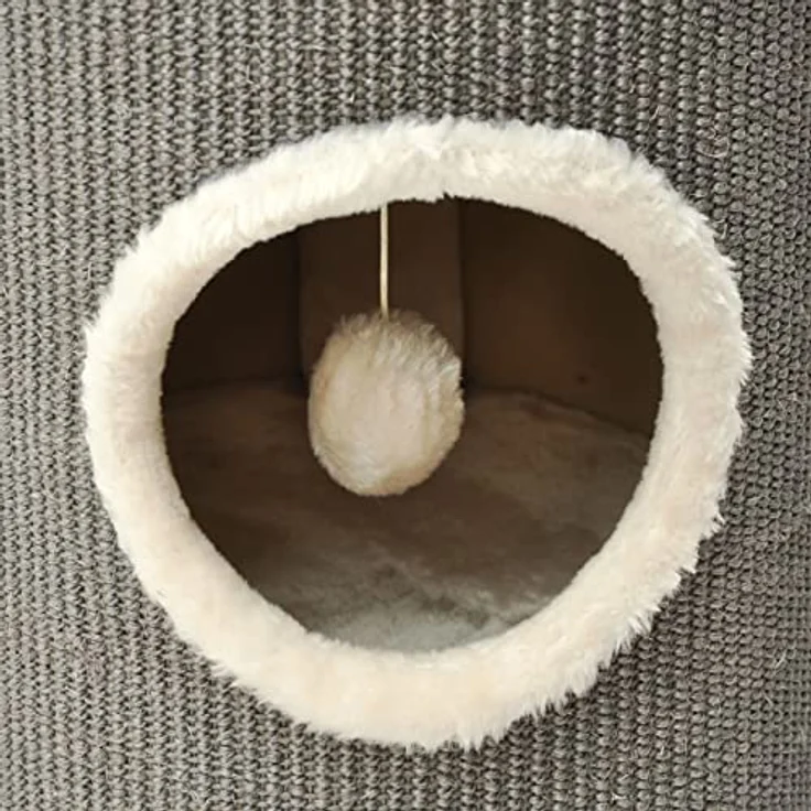 Nanook Kratzbaum Kratztonne Oskar grau, Ø 37 cm mit Langflor-Plüsch, stabil und standfest – Bild 5