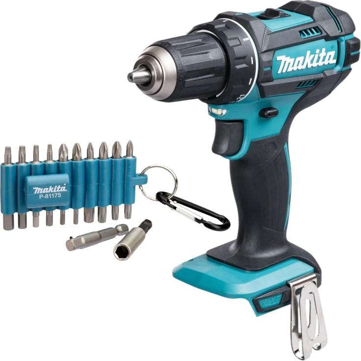 Makita DDF 482 Z Akku Bohrschrauber 18 V 62 Nm + 22 tlg. Bit Set - ohne Akku, ohne Ladegerät, in Blau