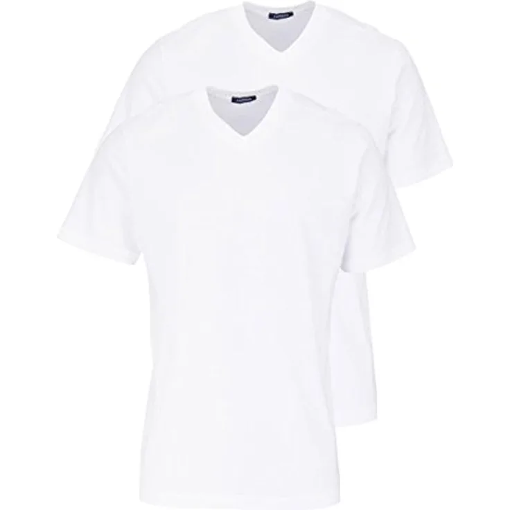 Schiesser Herren American Shirt, V-Ausschnitt, 100% Baumwolle, weiss, Größe L, im Doppelpack