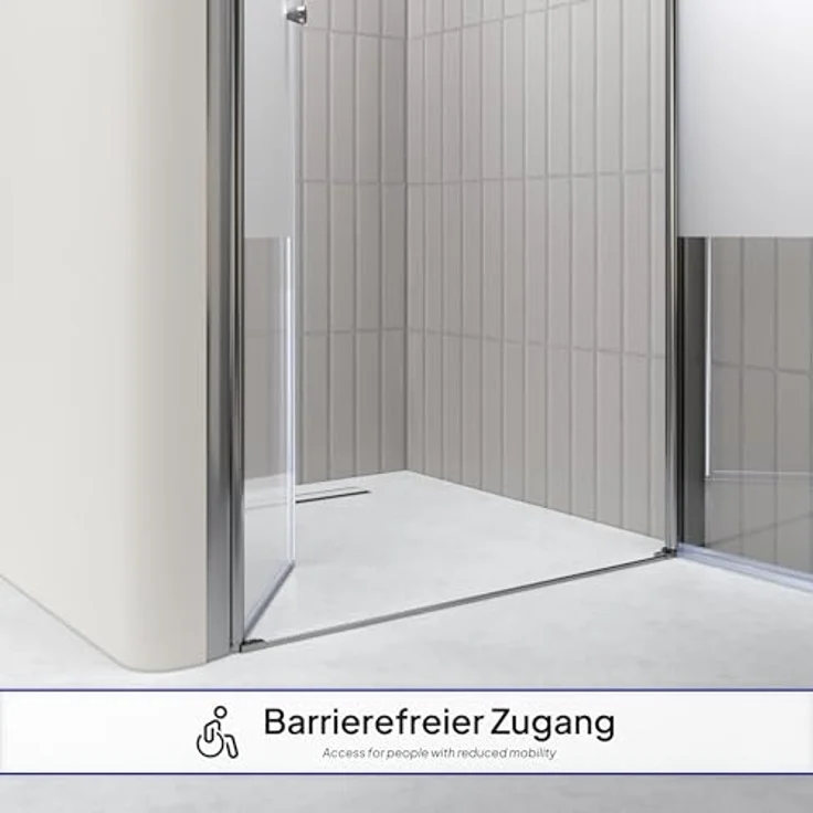 i-flair Duschtür 100-104 cm, Höhe 195 cm, teilsatiniertes 6 mm ESG Sicherheitsglas mit doppelter Pendeltür und magnetischer Dichtung – Bild 9