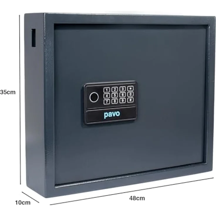 Pavo Digitales elektronisches Schloss, 10 schwarze Magnettüren mit Fingerabdruckleser, inkl. Schlüsselschrank für 20 Schlüssel – Bild 2