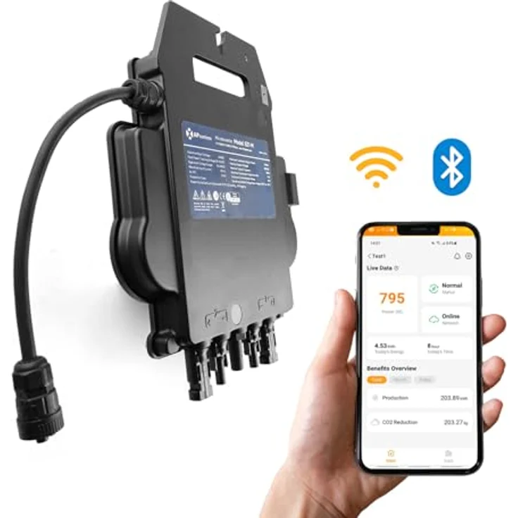 enjoy solar APsystems EZ1-M 800W Mikrowechselrichter mit WLAN & Bluetooth, PV VDE Zertifiziert, Plug & Play Wechselrichter ideal für Balkonkraftwerk (mit Anschlusskabel) – Bild 5