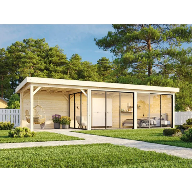 Palmako Pavillon Lenna Slide Plus 24,9 m², Isolierglas-Schiebetüren, tauchimprägniert, 717 876 x 300 cm