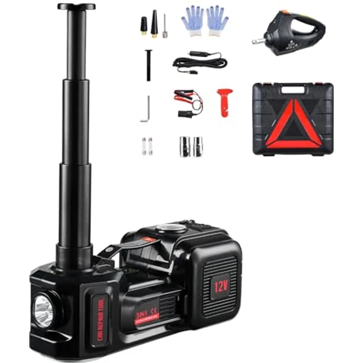 VEVOR Elektrischer Scherenwagenheber 5T mit integrierter Pumpe, 12-V-Reifenmontiermaschine, Elektro-Schlagschrauber und LED-Licht-Wagenheber-Kit – Bild 1