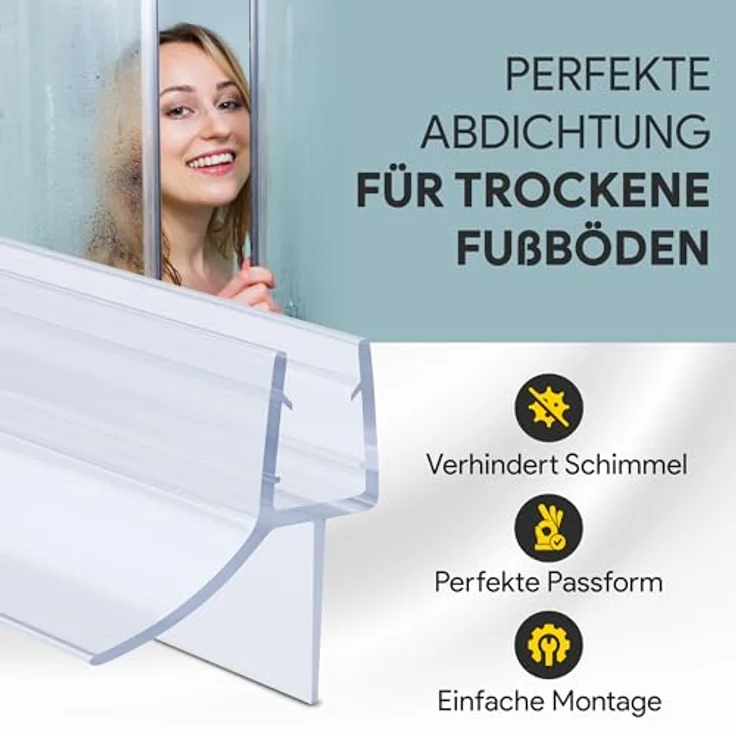 tktrading24 Duschdichtung PVC Ersatzdichtung TYP-6, 200cm für Glasstärke 10mm, schimmelbeständig und leicht zu montieren – Bild 3