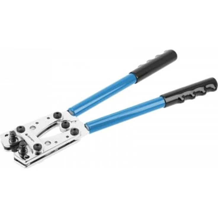 HÖGERT TECHNIK Crimpzange für nicht isolierte Hülsen, 6-50 mm² (10-1 AWG), drehbare Backen, gehärtet 40 HRC, ergonomisches Design, 390 mm