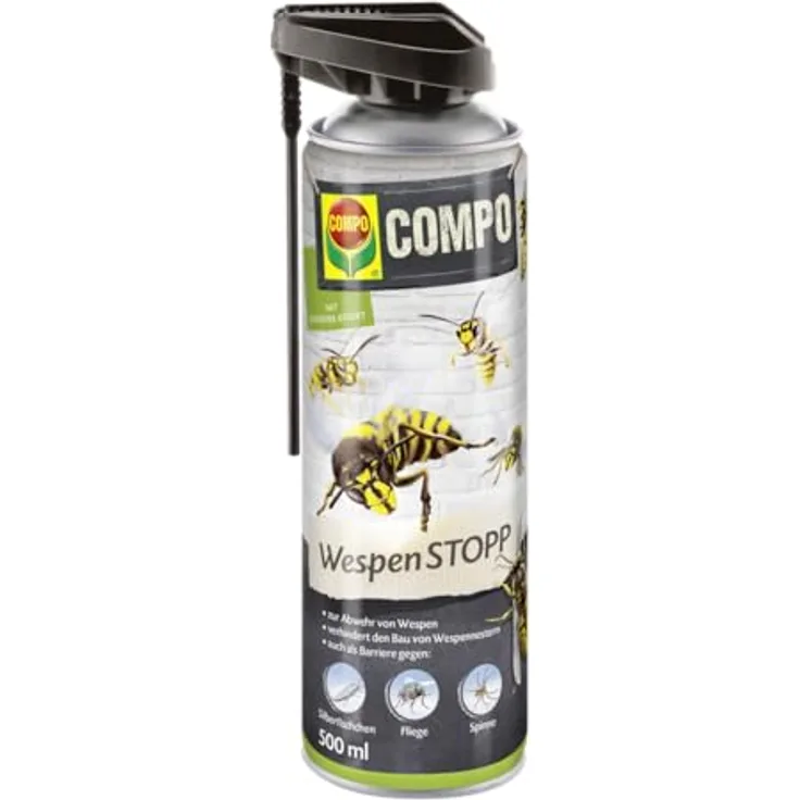 COMPO WespenSTOPP Wespenspray mit Sprührohr, Sofort- und Langzeitwirkung gegen Wespen und Wespennester, 500 ml, Grün