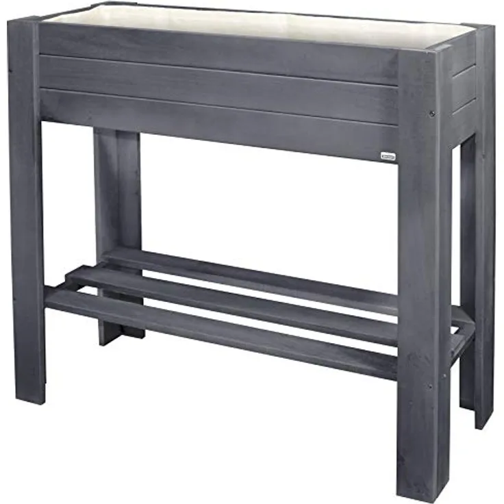 Wagner GreenFAMILY - Hochbeet - GreenBOX Light - Nadelholz, Massivholz FSC®, anthrazit, 70 x 83 x 34,5 cm, Regalboden, inkl. Pflanztasche - 25024001