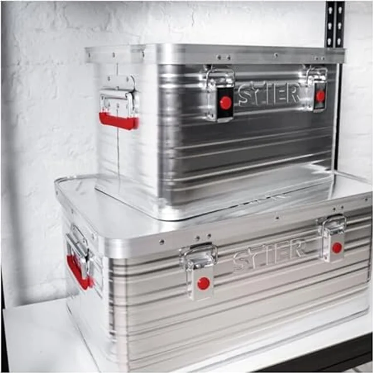 Stier Werkzeugkoffer Alubox, robuste Aluminium-Box mit gummierter Dichtung, stapelbar, spritzwassergeschützt und mit verchromtem Stahlverschluss – Bild 2