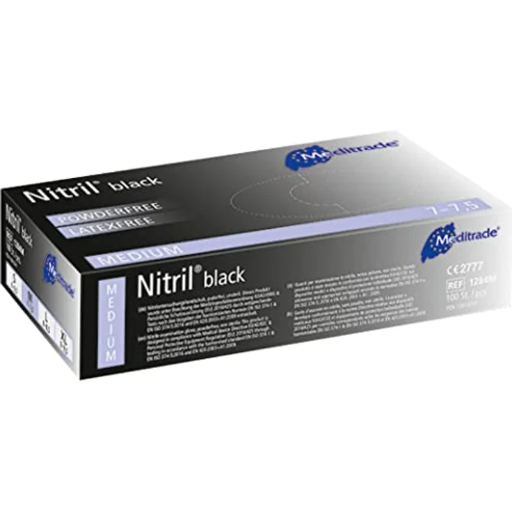 Meditrade 1284M Nitriluntersuchungshandschuhe, Schwarz, Medium, 10er-Pack – Bild 1