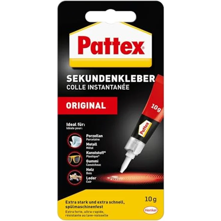 Pattex Sekundenkleber Flüssig, spülmaschinenfester Superkleber für viele Sofortreparaturen, schnelltrocknender farbloser Flüssigkleber, 1 x 10g - Preisvergleich – Bild 2