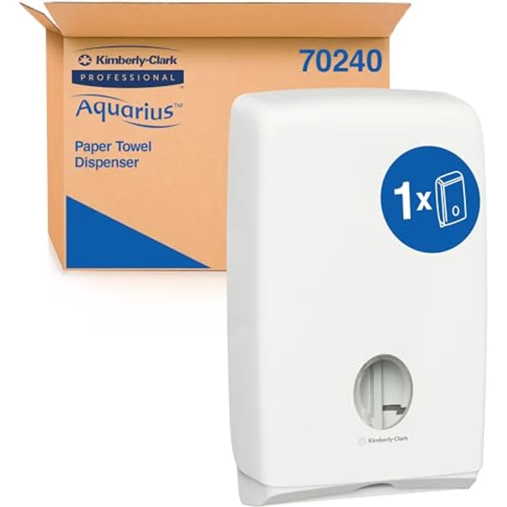 Kimberly-Clark Aquarius U7024, Slimfold Handtuchspender, weiß, modern und wartungsfreundlich mit Sichtfenster, für Scott und Kleenex Handtücher – Bild 1