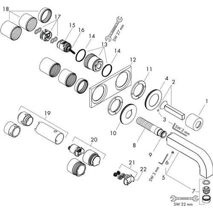 Axor Citterio Einhebel-Waschtischmischer Unterputz, variable Griffpositionierung, Auslauf 160 mm, Normalstrahl, DVGW-zertifiziert