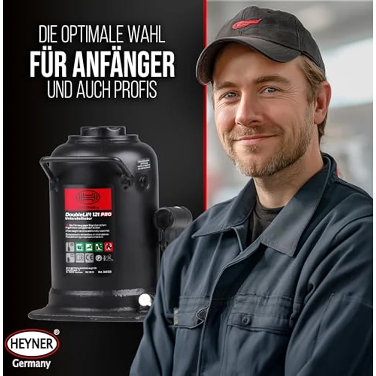 HEYNER® DoubleLift 12t PRO, hydraulischer Doppelhub-Unterstellheber für SUV/LKW, Traglast 12 Tonnen, 3-stufig, mit Tasche, maximaler Hubhöhe 498 mm – Bild 8