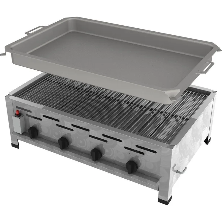 ChattenGlut Gasgrill Gastrobräter 14,7kW mit Rost und Pfanne, Edelstahl, Hessen Germany hergestellt