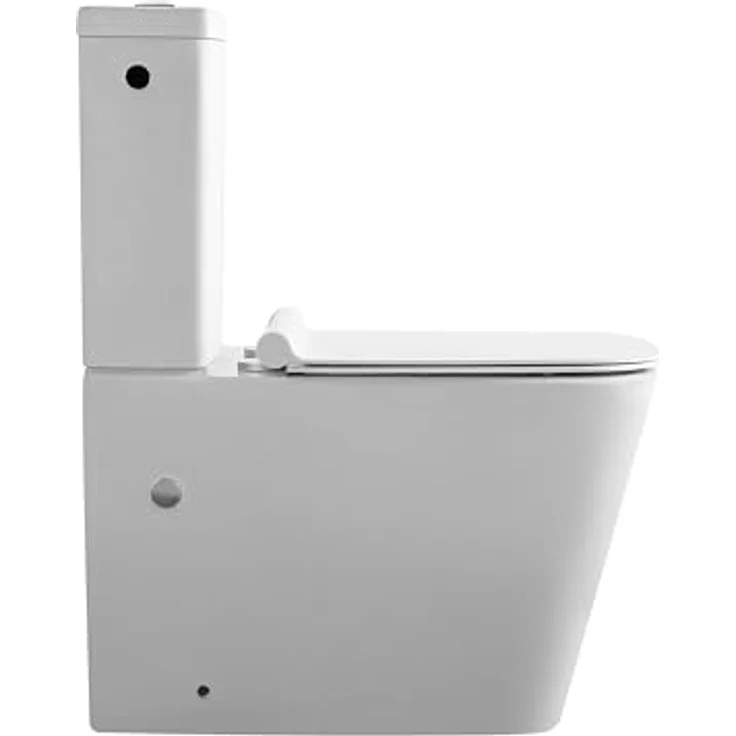 sanicomfort Stand-WC Kombination Aliki Square, spülrandlos, inkl. Soft-Close WC-Sitz und waagerechtem Spülkasten, hygienisch und modern – Bild 4