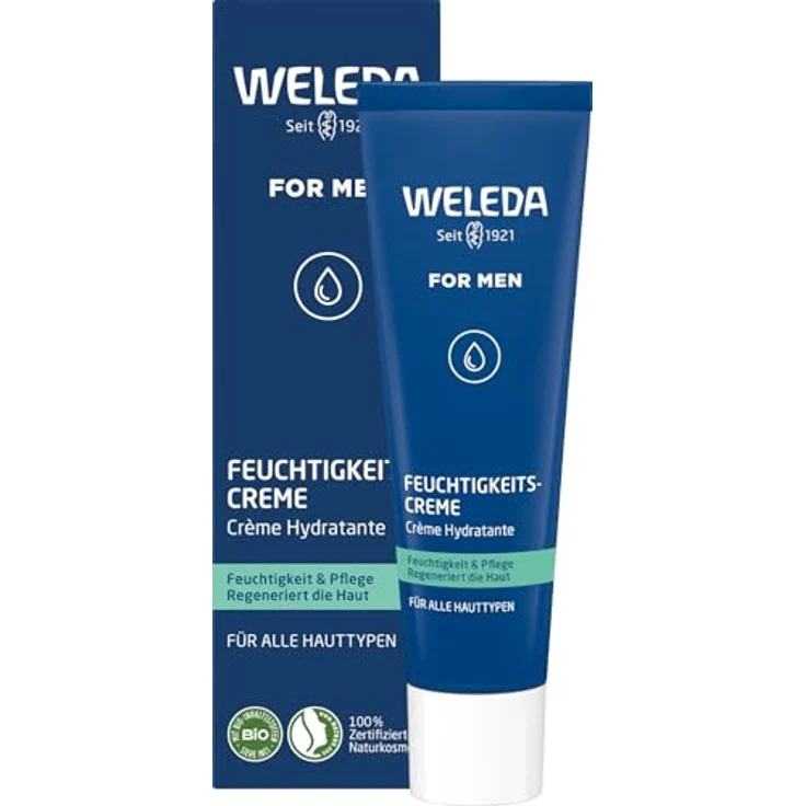 Weleda Bio For Men Feuchtigkeitscreme, Herren Gesichtscreme mit Jojobaöl & Sesamöl, 30ml - für trockene & empfindliche Haut, schnell einziehend, belebender Duft – Bild 1