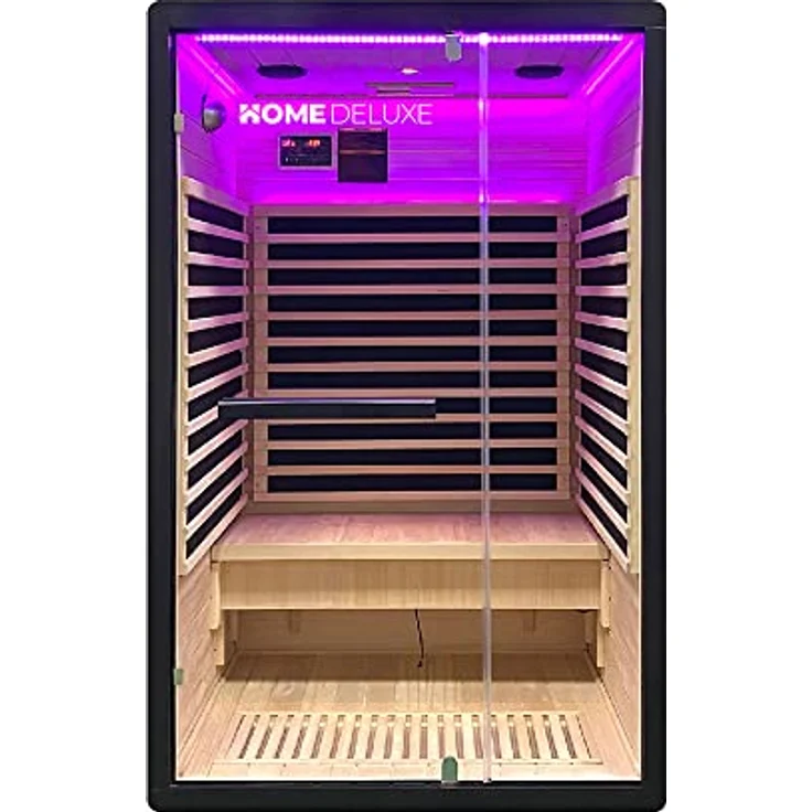 Home Deluxe – Infrarotkabine – Nero - M – 120 x 105 x 190 cm - für 2 Personen, 4 Karbon - Flächenstrahler – Holz: Hemlocktanne I Infrarotsauna, Sauna, Wärmekabine, Infrarot – Bild 1