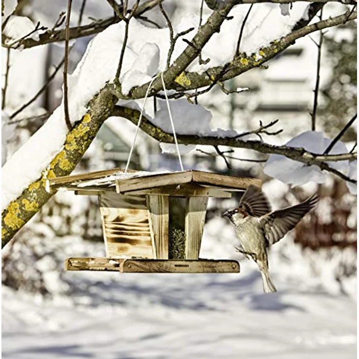 Windhager Vogelfuttersilo Chalet, Vogelhaus, Futterhaus, Vogelhäuschen, Vogelfutterstation zum Aufhängen, Vogel-Silo, 06910, Holz, 19.5 x 24.5 x 31.5 cm – Bild 2