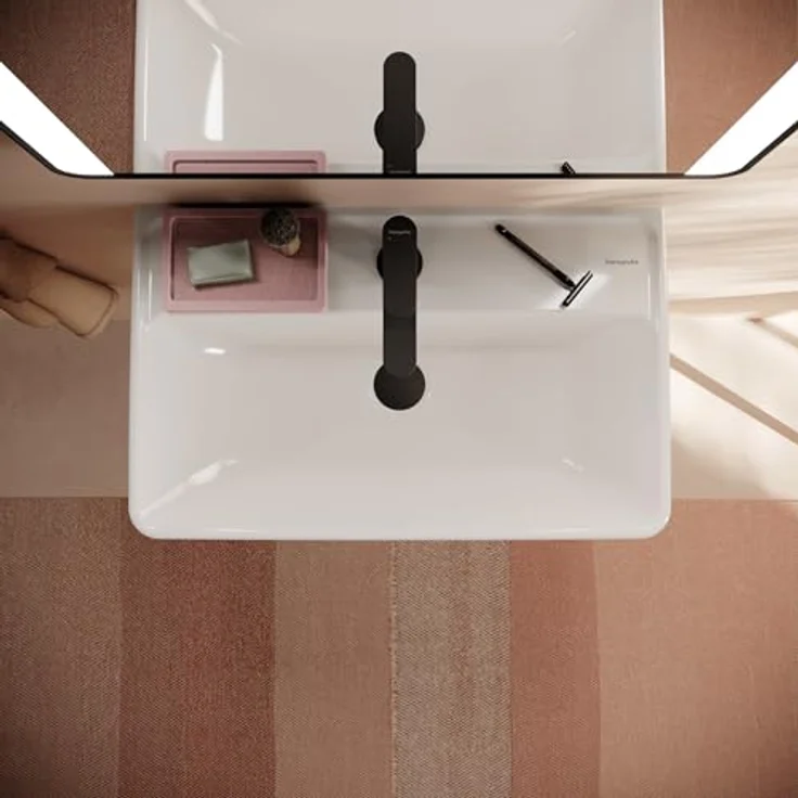 Hansgrohe Xanuia Q Kompakt Waschbecken, wandhängend, 1 Hahnloch, mit Überlauf, 600x370mm, weiss – Bild 7