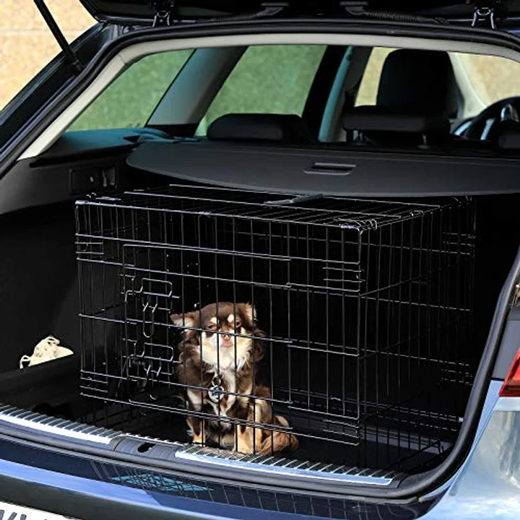 lionto Hundetransportkäfig Hundetransportbox Tiertransportbox Hundebox, (M) 61x44x51 cm schwarz – Bild 2