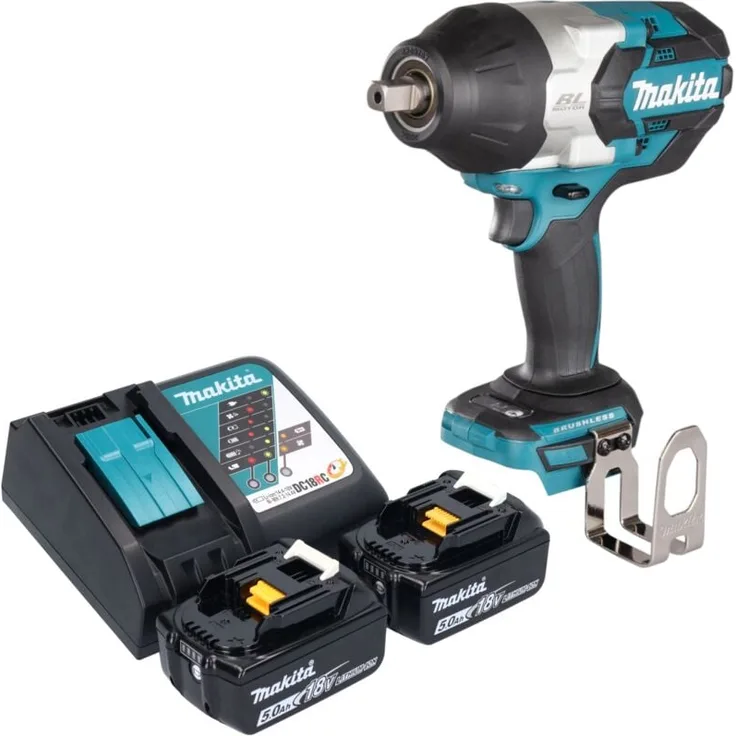 Makita DTW 1004 RT, Akku Schlagschrauber 18 V mit 1050 Nm, 1/2" Brushless, 2x 5,0 Ah Akku, Ladegerät