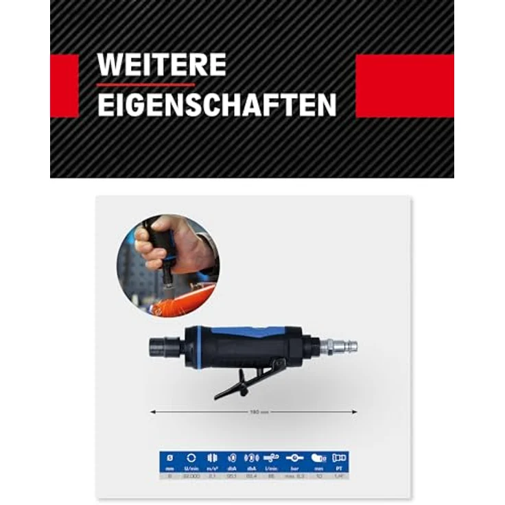 Brilliant Tools Mini Druckluft-Stabschleifer, gerade – Bild 4