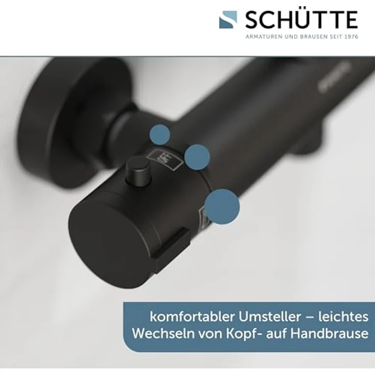 Schütte Duschsystem 'Adria', Thermostat schwarz, Handbrause mit 3 Strahlarten und knickfestem Brauseschlauch – Bild 8
